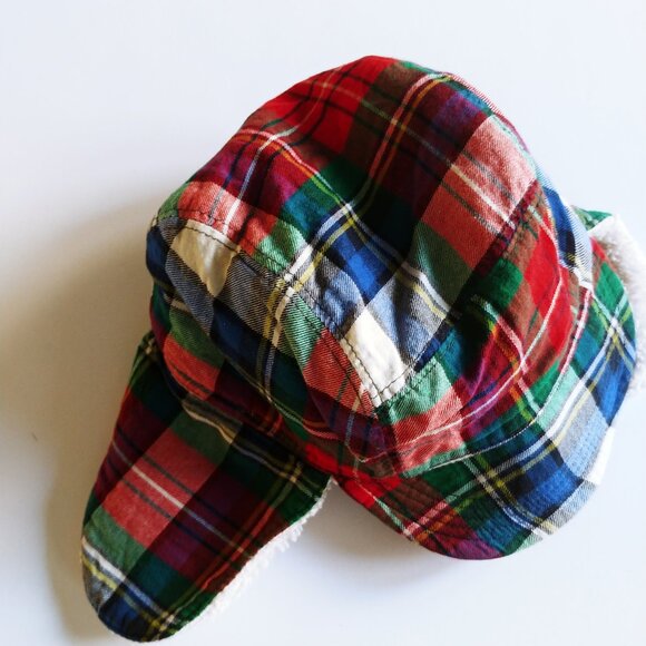 Baby Gap Plaid Sherpa Trapper Hat 12-18 Months (48 cm) - Picture 7 of 11